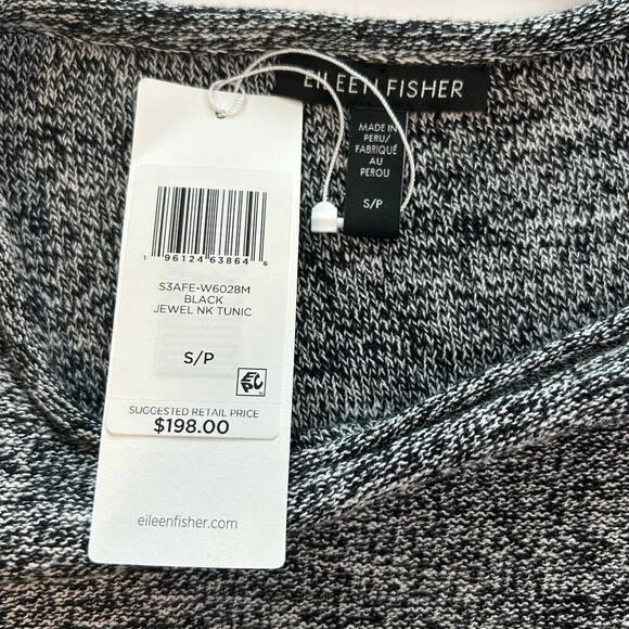 Eileen Fisher NWT slub cotton Peruvian jewel neck tunic long sleeve top size  S - Picture 8 of 9